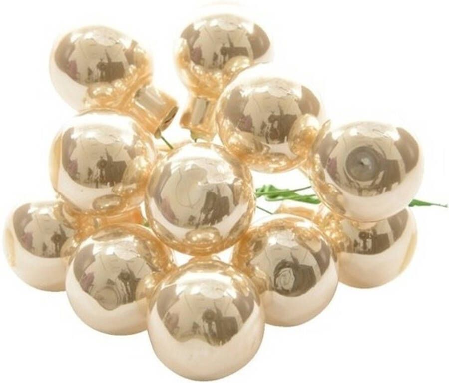 Decoris 10x Parel mini kerststukjes insteek kerstballetjes 2 cm van glas Kerststukjes