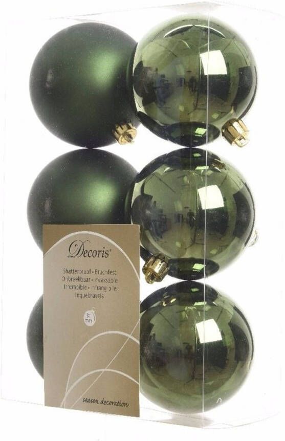 Decoris Kerstboom decoratie kerstballen mix groen 12 stuks Kerstbal