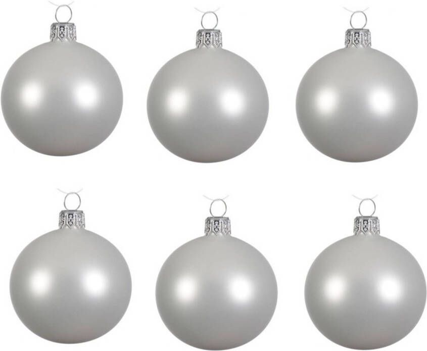 Decoris 12x Glazen kerstballen mat winter wit 8 cm kerstboom versiering decoratie Kerstbal