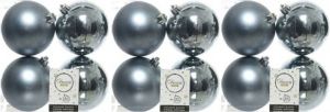 Decoris 12x Grijsblauwe Kerstballen 10 Cm Kunststof Mat glans Kerstbal