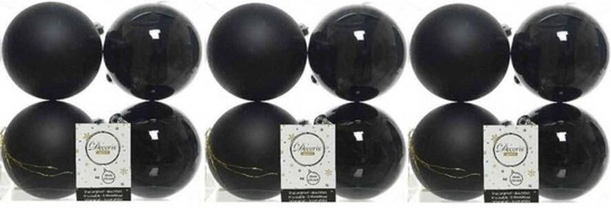 Decoris 12x Zwarte kerstballen 10 cm kunststof mat glans Kerstbal