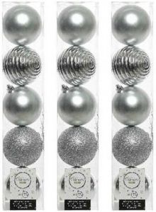Decoris 15x Kunststof kerstballen mix zilver 8 cm kerstboom versiering decoratie Kerstbal