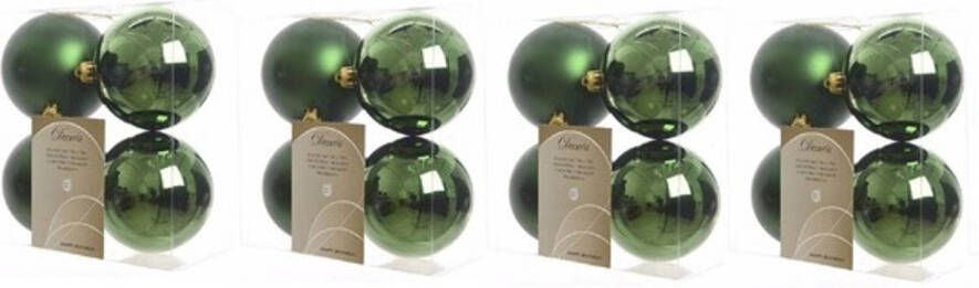 Decoris 16x Donkergroene kerstballen 10 cm kunststof mat glans Kerstbal