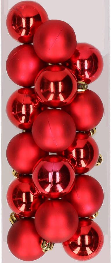 Decoris 16x stuks kunststof kerstballen rood 4 cm Kerstbal