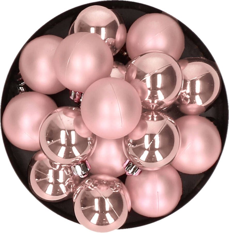 Decoris 16x stuks kunststof kerstballen zacht roze 4 cm Kerstbal