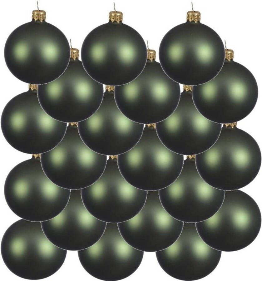 Decoris 18x Glazen kerstballen mat donkergroen 8 cm kerstboom versiering decoratie Kerstbal