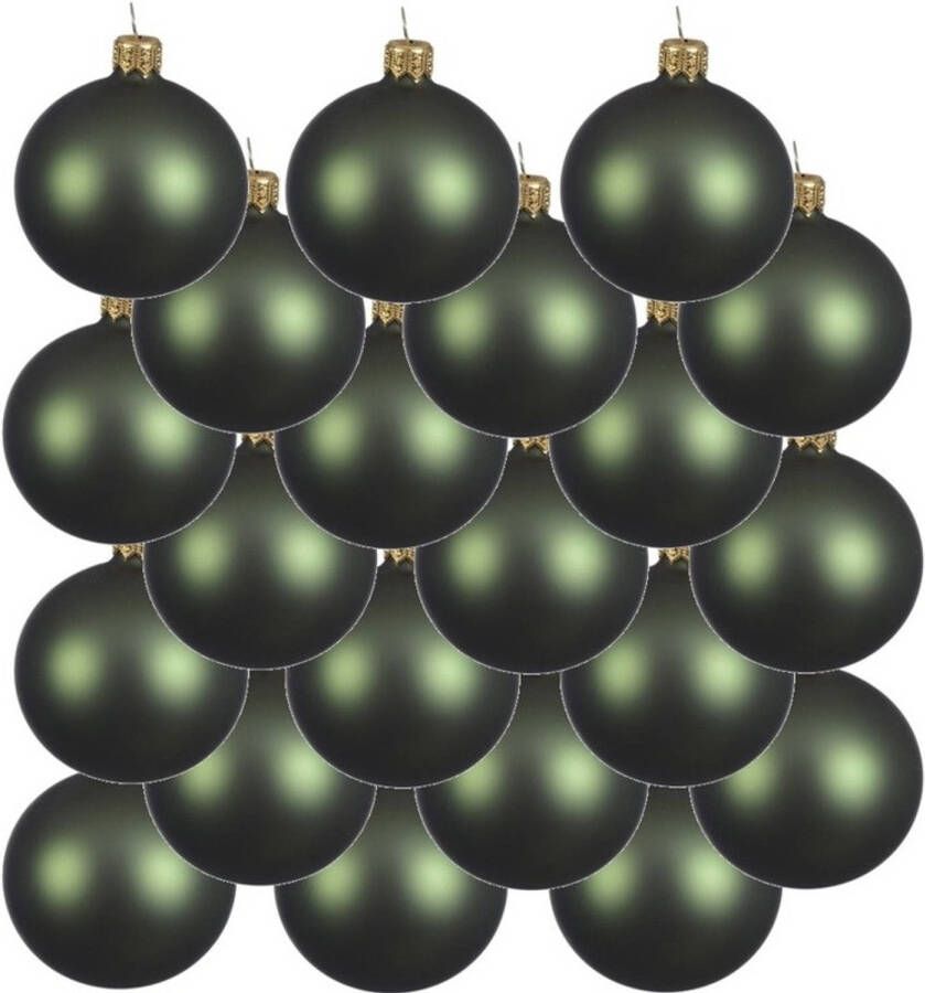 Decoris 18x Donkergroene glazen kerstballen 8 cm mat Kerstbal