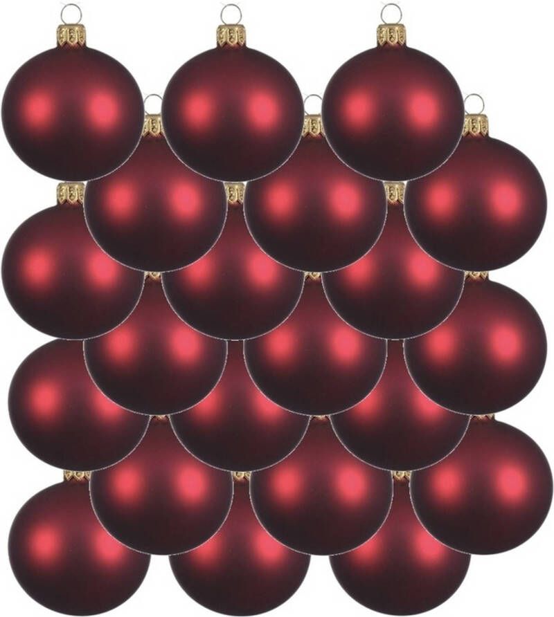 Decoris 18x Donkerrode glazen kerstballen 6 cm mat Kerstbal