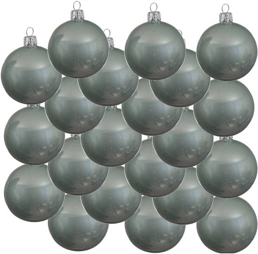 Decoris 18x Glazen kerstballen glans mintgroen 8 cm kerstboom versiering decoratie Kerstbal