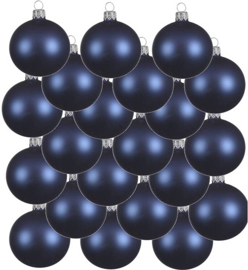 Decoris 18x Glazen kerstballen mat donkerblauw 6 cm kerstboom versiering decoratie Kerstbal