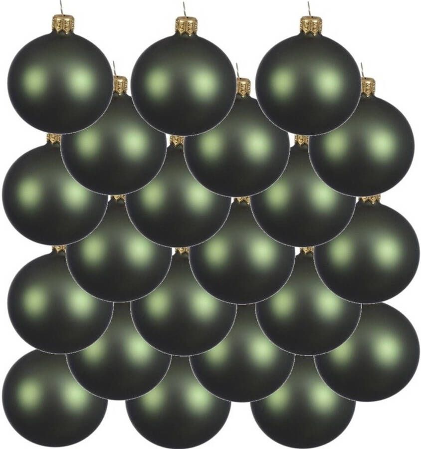 Decoris 18x Glazen kerstballen mat donkergroen 6 cm kerstboom versiering decoratie Kerstbal