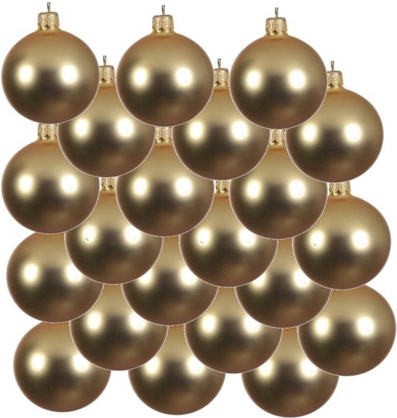 Decoris 18x Glazen kerstballen mat goud 6 cm kerstboom versiering decoratie Kerstbal