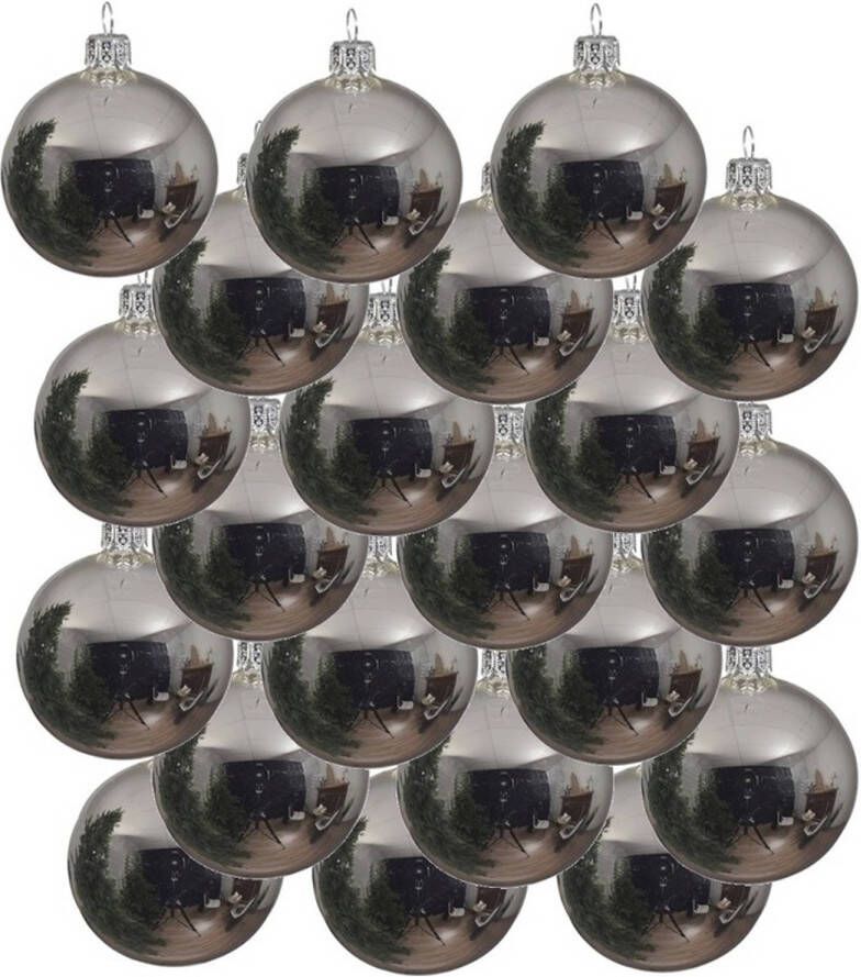 Decoris 18x Zilveren glazen kerstballen 6 cm glans Kerstbal