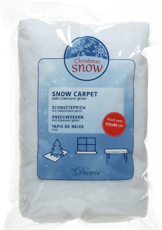 Decoris 1x Glitter sneeuwdekens sneeuwtapijt 120 x 80 cm decoratie artikelen Decoratiesneeuw