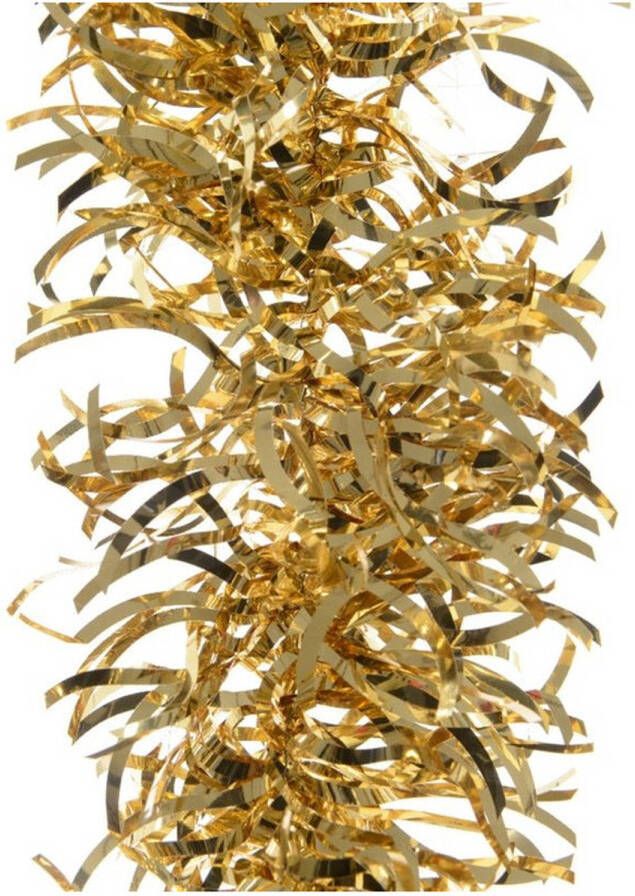 Decoris 1x Kerst lametta guirlandes goud golven glinsterendmet sterren 10 cm breed x 270 cm kerstboom versiering decoratie Ker