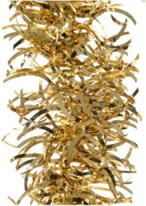 Decoris 1x Gouden Golf Kerstslingers 10 Cm Breed X 270 Cm Kerstversiering Kerstslingers