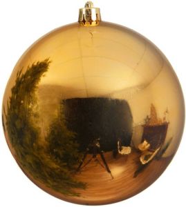 Decoris 1x Grote gouden kerstballen van 20 cm glans van kunststof Kerstbal