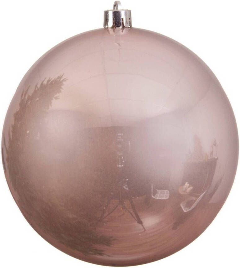Decoris Grote raam deur kerstboom decoratie lichtroze kerstballen 20 cm glans Kerstbal