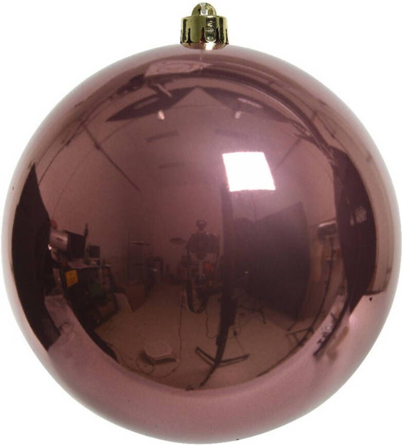 Decoris 1x Grote oud roze kerstballen van 14 cm glans van kunststof Kerstbal