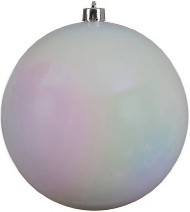 Decoris 1x Grote raam deur kerstboom decoratie parelmoer witte kerstballen 20 cm glans Kerstbal