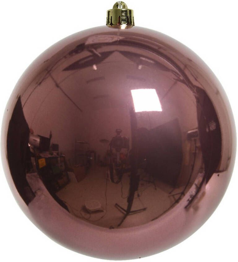 Decoris 1x Grote raam deur kerstboom decoratie oud roze kerstballen 20 cm glans Kerstbal