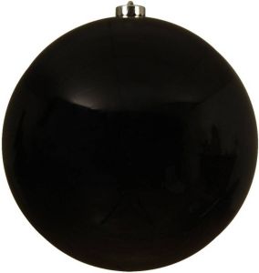 Decoris 1x Grote zwarte kerstballen van 20 cm glans van kunststof Kerstbal