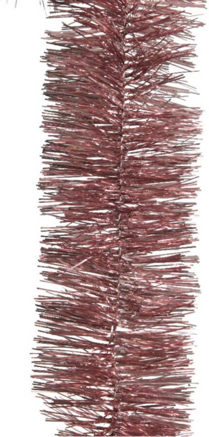 Decoris 1x Kerst lametta guirlandes oud roze 270 cm kerstboom versiering decoratie Kerstslingers