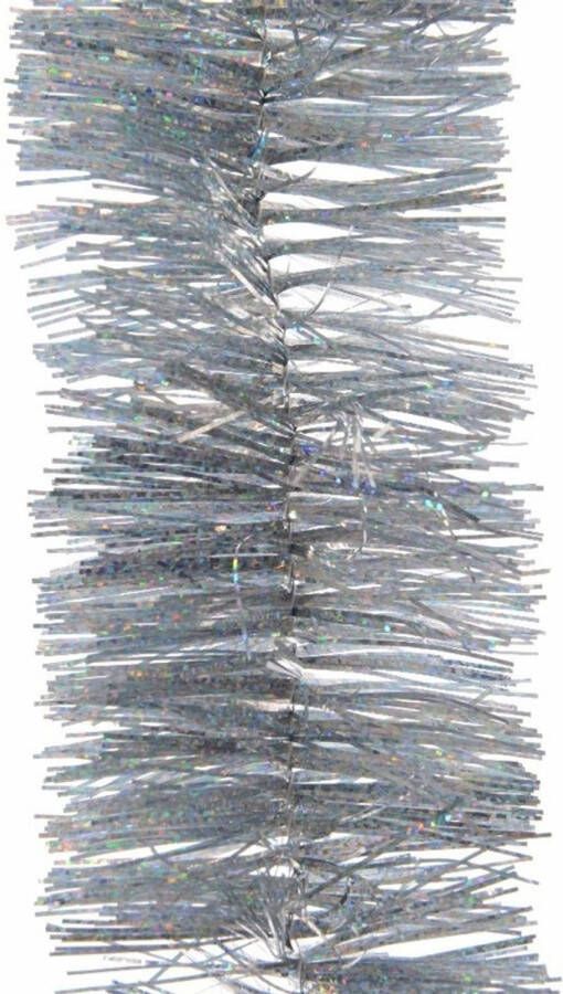 Decoris 1x Kerst lametta guirlandes zilver glitters glinsterend 7 5 x 270 cm kerstboom versiering decoratie Kerstslingers