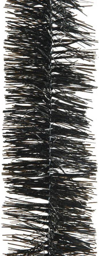 Decoris 1x Kerst lametta guirlandes zwart 270 cm kerstboom versiering decoratie Kerstslingers