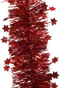 Decoris 1x Kerst Rode Sterren Kerstslingers 270 Cm Kerstboom Versiering Kerstslingers