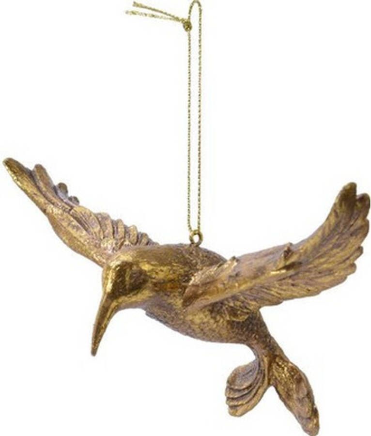 Decoris 1x Kerstboomhangers gouden kolibrie vogels 13 cm kerstversiering Kersthangers
