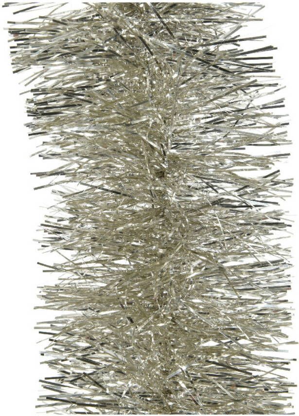 Decoris 1x Kerst lametta guirlandes licht parel champagne 10 cm breed x 270 cm kerstboom versiering decoratie Kerstslingers