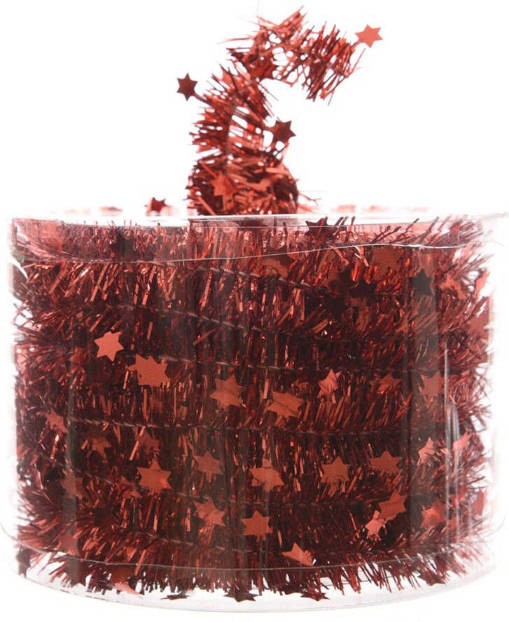 Decoris 1x Kerstboom sterren folie slingers rood 700 cm Kerstslingers
