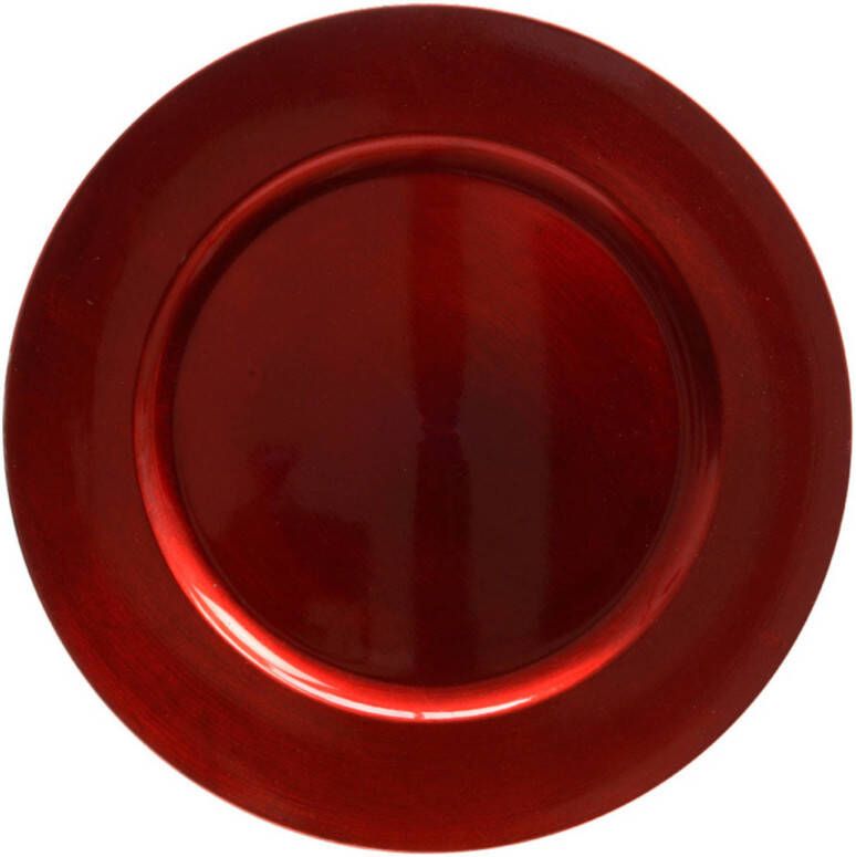 Decoris 1x stuks kaarsenborden onderborden rood glimmend 33 cm Kaarsenplateaus