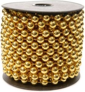 Decoris 1x stuks kralenslinger kerstboom slingers guirlandes goud 10 meter x 0 8 cm Kerstslingers