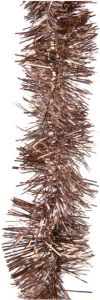 Decoris 1x stuks slinger lametta kerstboom guirlandes walnoot bruin 270 x 7 cm kerstslingers