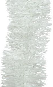 Decoris 1x Kerst lametta guirlandes winter wit 10 cm breed x 270 cm kerstboom versiering decoratie Kerstslingers