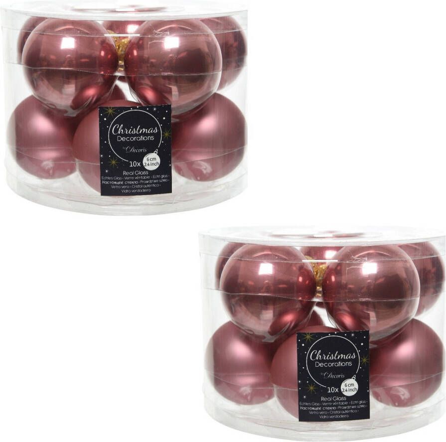 Decoris 20x Oud roze glazen kerstballen 6 cm glans en mat Kerstbal