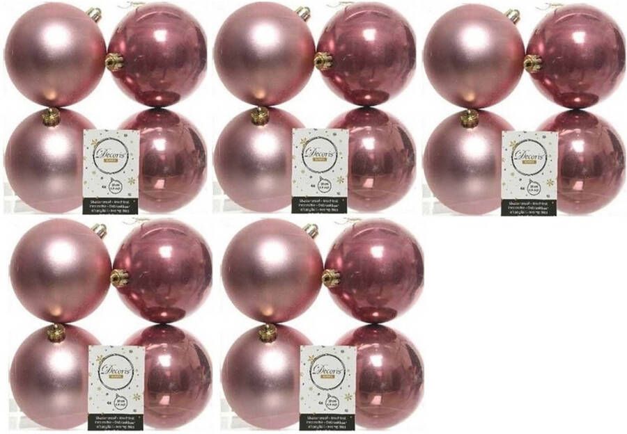 Decoris 20x Kunststof kerstballen glanzend mat oud roze 10 cm kerstboom versiering decoratie Kerstbal