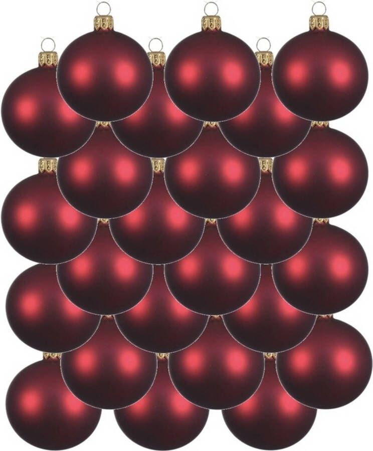 Decoris 24x Glazen kerstballen mat donkerrood 6 cm kerstboom versiering decoratie Kerstbal