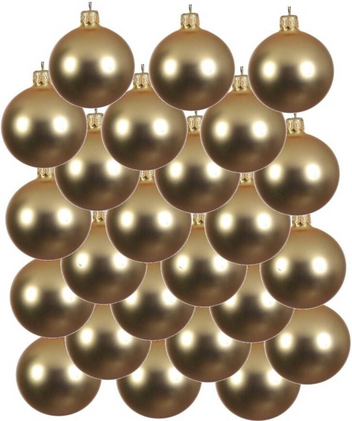 Decoris 24x Glazen kerstballen mat goud 8 cm kerstboom versiering decoratie Kerstbal