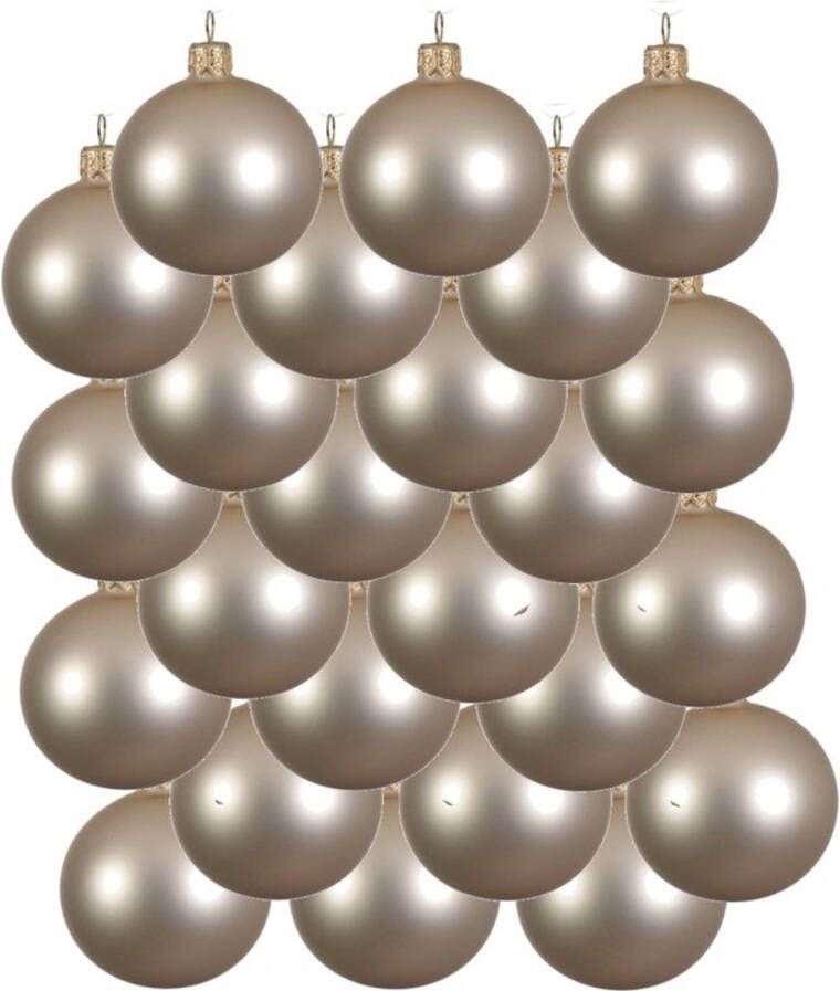 Decoris 24x Glazen kerstballen mat licht parel champagne 8 cm kerstboom versiering decoratie Kerstbal