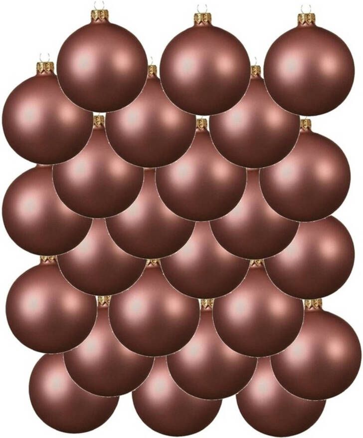 Decoris 24x Glazen kerstballen mat oud roze 6 cm kerstboom versiering decoratie Kerstbal