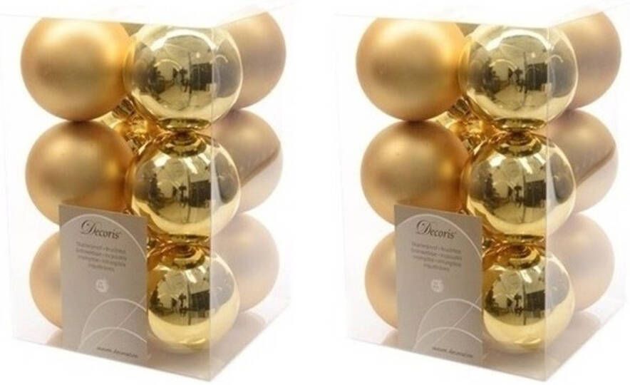 Decoris 24x Kunststof kerstballen glanzend mat goud 6 cm kerstboom versiering decoratie Kerstbal