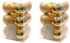 Decoris 24x Kunststof kerstballen glanzend mat goud 6 cm kerstboom versiering decoratie Kerstbal
