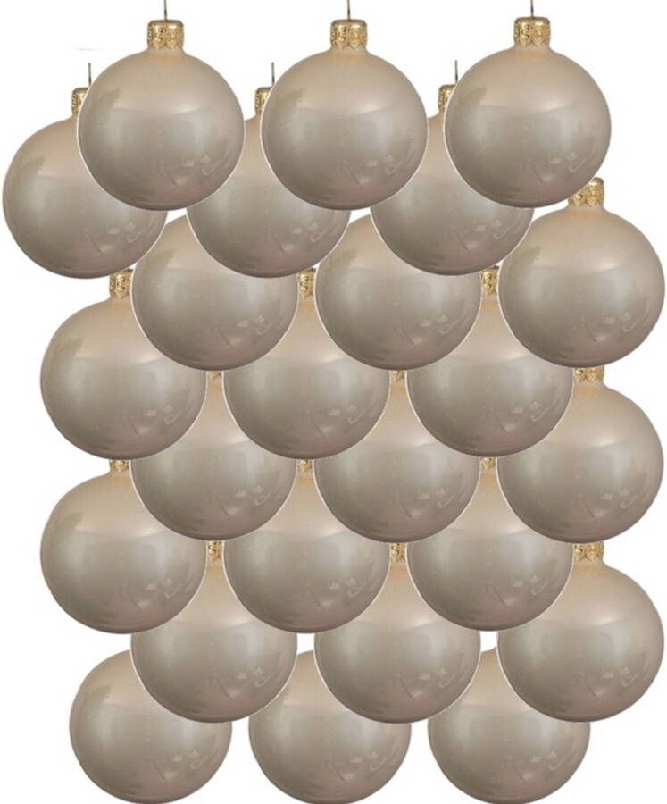 Decoris 24x Glazen kerstballen glans licht parel champagne 6 cm kerstboom versiering decoratie Kerstbal