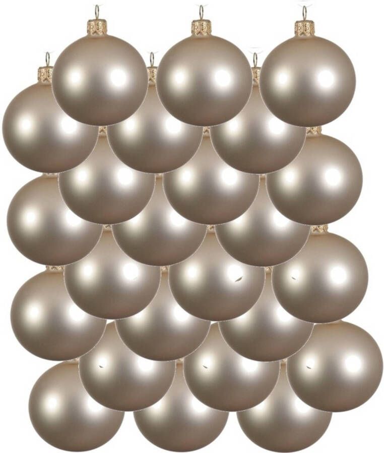 Decoris 24x Glazen kerstballen mat licht parel champagne 6 cm kerstboom versiering decoratie Kerstbal