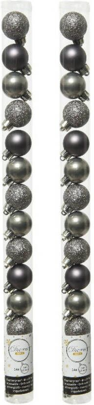 Decoris 28x stuks kleine kunststof kerstballen antraciet (warm grey) 3 cm Kerstbal