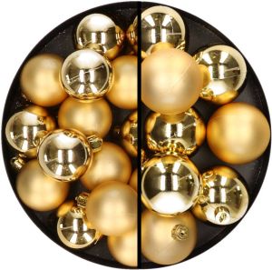 Decoris 28x stuks kunststof kerstballen goud 4 en 6 cm Kerstbal
