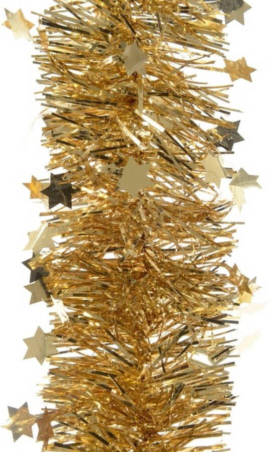 Decoris 2x Gouden kerstversiering folie slinger met ster 270 cm Kerstslingers